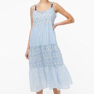 J Crew Factory Ruffle Tiered Maxi Cover Up Dress